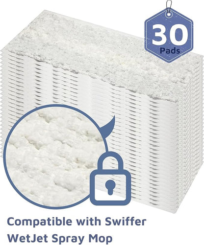 30 Count Microfiber Mop Refills Compatible with Swiffer Wetjet,11 Inch Heavy-Duty Semi-Disposable Mop Pads for Wet Dry Cleaning (for Daily use)