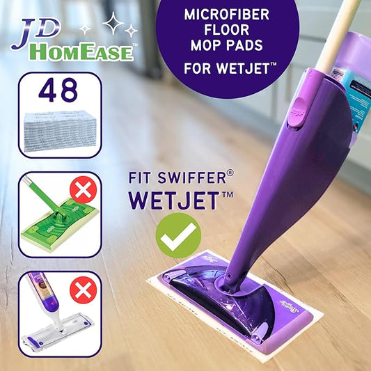 Microfiber Floor Cleaner Spray Mop Pads, 48 Count, for Swiffer WetJet, All Purpose Multi Surface, Hardwood, Spray Mop Pad Refill