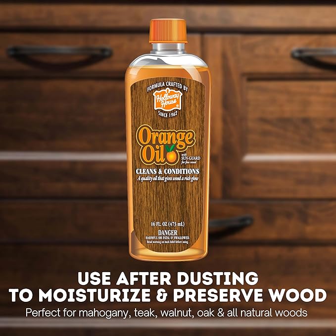 Orange Oil Cleaner 16oz, 6Pk w/Sun-Guard for Fine Wood | Cleans & Conditions | Removes Soap Scum from Shower Doors, Stainless, Tile & Sinks | Natural Oil That Gives Wood a Rich Glow
