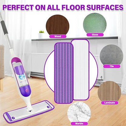 6 Pack Reusable Mop Pads Compatible with Swiffer PowerMop, Microfiber Pads Refills Machine Washable Up to 100 Times Wet Dry Use Suitable for All Floor Types