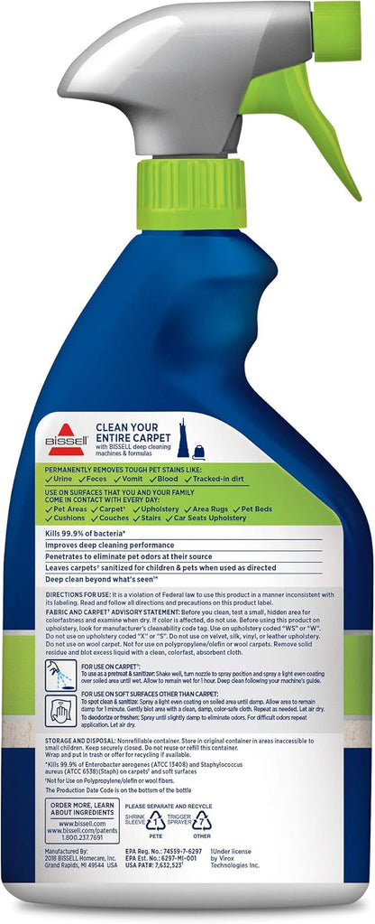 Bissell Pet Stain & Odor Remover + Sanitize Formula, 22 oz, 2 Pack, 11299