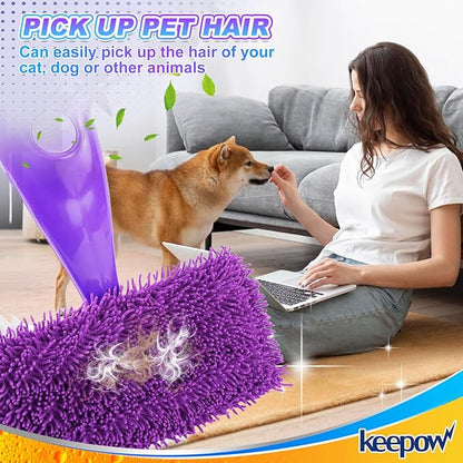 Reusable Floor Mop Pads Compatible with Swiffer Wet Jet Refills 6 Pack, Machine Washable, 12-inch Microfiber Mop for Swiffer Wet Pads, Eco-Friendly Household Cleaning Supplies