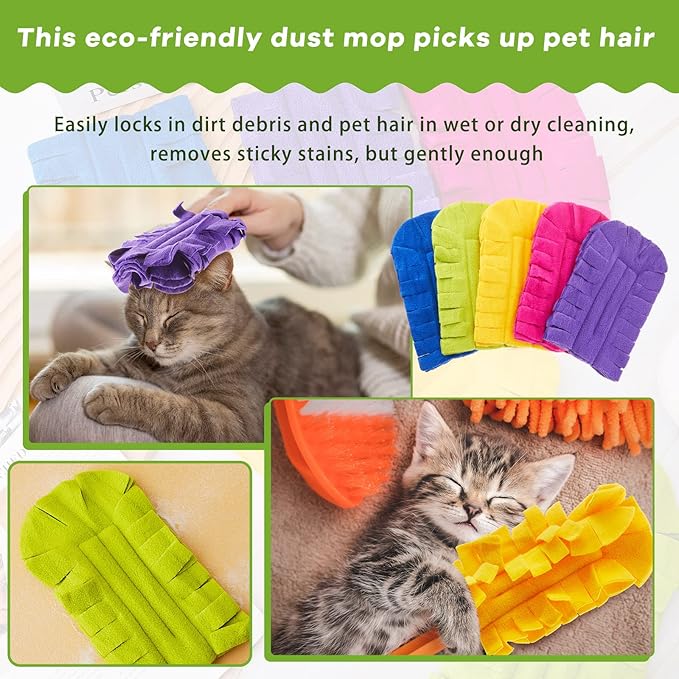 Zubebe 12 Pcs Heavy Duty Duster Refill Reusable Fleece Duster Refills Multi Surface Washable Cleaning Pads for Home, Blinds, Fans, Corners, Furniture (Dark Color)