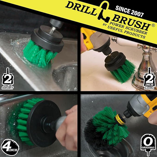 Crock Pot Scrubber - Cast Iron Skillet - Cleaning Supplies - Drill Brush Kitchen Cleaning Kit - Cutting Board, Stove, Sink, Counter-Top, Baseboard, Trash Can, Tile and Flooring - Grout Cleaner
