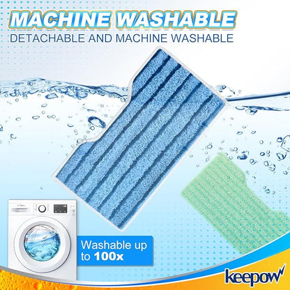 KEEPOW Reusable Replacement Pads Compatible with Shark Vac Mop VM252 VM200 VC205 VM250 /QM250 VM190 VM200P12, Washable Vacuum Mop Pad Refills, Upgraded Design of Dirt Chamber (1+2+2+2 Pads)
