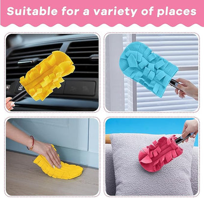 Zubebe 12 Pcs Heavy Duty Duster Refill Reusable Fleece Duster Refills Multi Surface Washable Cleaning Pads for Home, Blinds, Fans, Corners, Furniture (Watermelon Red,Blue,Yellow)