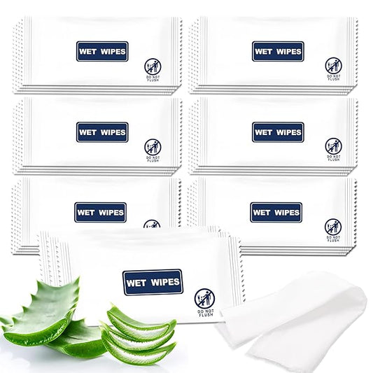 200 Pack Wet Wipes Individually Wrapped, Individual Hand Wipes, Unscented Travel Wipes, Clean Hands Quickly, Wet Wipes Bulk for Homeless, Suitable for Restaurant, Wedding, Barbecue, Blue
