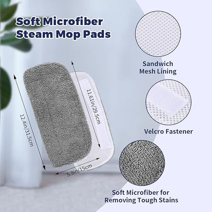 6Pack Steam Mop Replacement Pads Compatible with GorFanty Steam Mop Model GF-6610B/GF-6610，Highly Absorbent Microfiber Steam Pads Washable Reusable for Floor Cleaning
