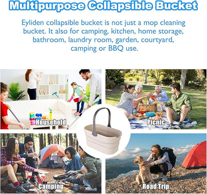 Eyliden Collapsible Bucket, Bucket for Cleaning Mop, 10L(2.6Gallon) Multiuse Foldable Water Pail, Portable Handy Basket for Cleaning Mop, Camping, Tailgating and More