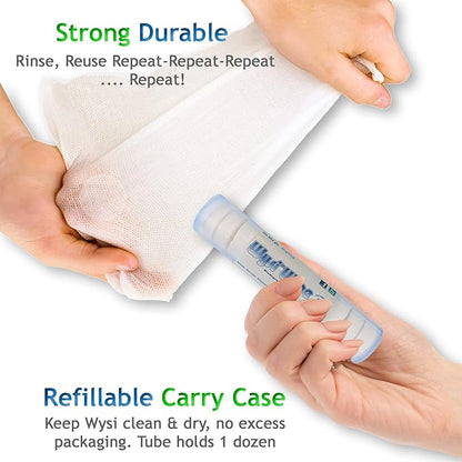 Multi-Purpose Wipes - Just Add Water - 100 Compressed Tablets & 1 To Go Tube - Multipurpose All Natural Reusable Wipes - Biodegradable Towelettes - Hypoallergenic - Compostable - Scent-Free.
