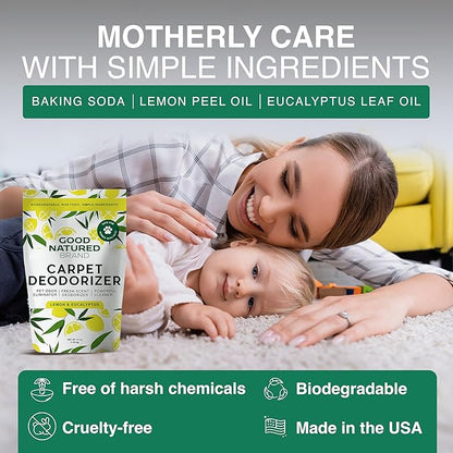 Good Natured Brand | Carpet Deodorizer & Freshener Powder | 47 oz Pet Odor Eliminator for Strong Odor & Pet Urine | Fresh Natural Lemon & Eucalyptus Scent | Safe for Homes with Pets