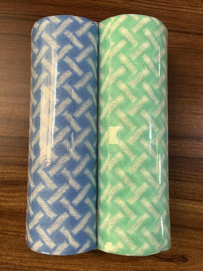 JEBBLAS Disposable Cleaning Towels Dish Cloths Reusable Towels, Quick-dry 50 Count/Roll (Blue & Green)