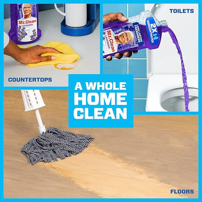 Mr. Clean All Purpose Cleaner, Floor Cleaner for Mopping Home, Bathroom, & Kitchen, Cleaning Liquid for Mop & Bucket, Cleaning Supplies, Multi-Surface Dilutable, Lavender, 41oz (Pack of 4)