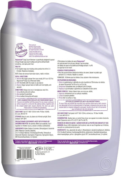 Rejuvenate Scrub Free Soap Scum Remover Cleaning Formula - Spray and Rinse for Streak Free Finish on Glass, Ceramic Tile, Chrome, Plastic and More