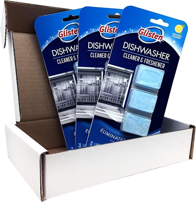 Glisten DT0312T Dishwasher Cleaner & Freshener, 3 Tablets, Clear, 3 Count