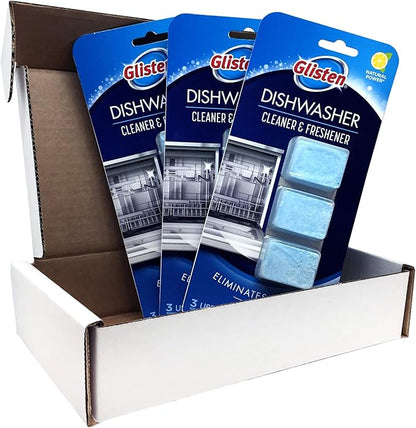 Glisten DT0312T Dishwasher Cleaner & Freshener, 3 Tablets, Clear, 3 Count