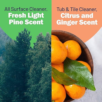 All Surface Cleaner and Tub and Tile Bathroom Cleaner, Safe and Effective All Natural Cleaning Products, 14 oz Continuous Spray Cans, 2 Pack