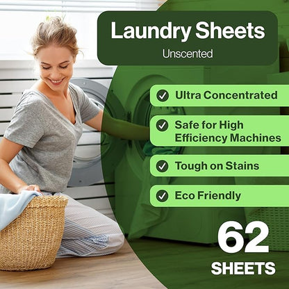 EcoFriendly Laundry Bundle - Laundry Detergent Sheets, Liquid Fabric Softener, High Efficiency, Ultra Concentrated, Clean, Soft Clothes