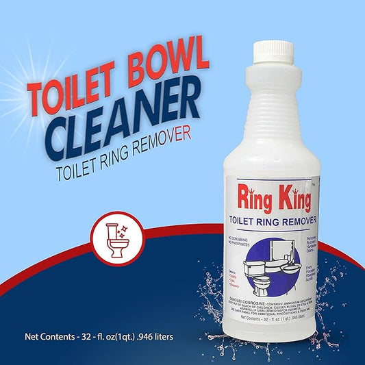 Amazon Brand - Ring King Toilet Bowl Cleaners | Pack Of 12 Toilet Bowl Cleaner Liquid 32oz Fast Acting Bathroom Cleaner For Calcium, Water, Rust, Red Clay & Lime Stains – No Scrubbing