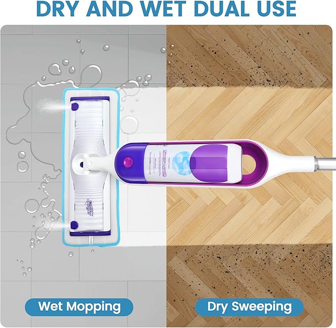 6 Pack Reusable Microfiber Mop Pads Compatible with Swiffer PowerMop, Machine Washable Replacement Pads for 13"-15" Spray Mop, Dry Wet Mopping Cloths Compatible with Multiple Floor Types