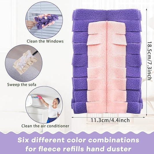 Zubebe 3 Pcs Heavy Duty Duster Refill Reusable Fleece Duster Refills Multi Surface Washable Cleaning Pads for Home, Blinds, Fans, Corners, Furniture (Classic Color)