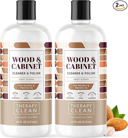 Therapy Wood Cleaner and Furniture Polish 16 oz. (2 Pack) - Wood Cabinet and Table Cleaner - Conditioner - Almond Scent