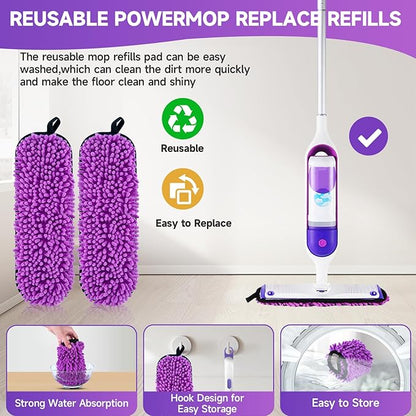 6 Pack Reusable Replacements Pads Compatible with Swiffer PowerMop,Microfiber Power Mop Pads for Swiffer 15'' Spray Mop, Washable PowerMop Pads Used for Multi Hardwood Floors