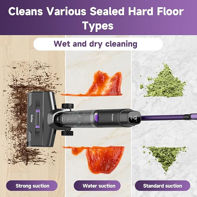 W15 Wet Dry Vacuum Cleaner, 3-in-1 Cordless Vacuum Mop with Self-Washing, 35min Runtime, Self Propelled, 0.2in Edge Cleaning, 910ML Large Clean Water Tank, Powerful Suction For Hard Floor Pet Hair