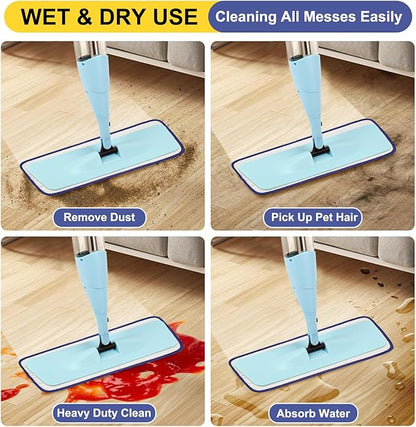 16.5 Inch Reusable Mop Pads Microfiber Spray Mop Replacement Heads for Wet/Dry Mops Compatible with Bona Floor Care System (6 Pack)