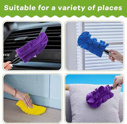 Zubebe 3 Pcs Heavy Duty Duster Refill Reusable Fleece Duster Refills Multi Surface Washable Cleaning Pads for Home, Blinds, Fans, Corners, Furniture (Yellow,Blue,Purple)