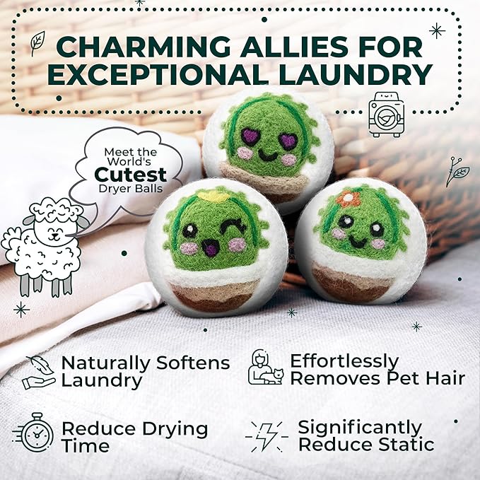 No More Dryer Sheets - Wool Dryer Balls - XL 6-Pack - Eco Dryer Balls - Dryer Balls Laundry Reusable - Softens Laundry Naturally - Reduces Drying Time & Static - with Storage Bag