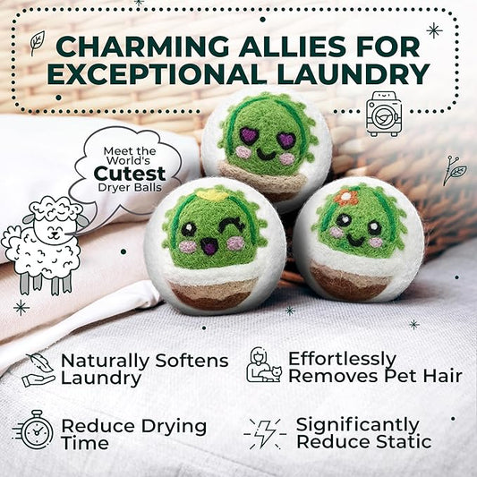 No More Dryer Sheets - Wool Dryer Balls - XL 6-Pack - Eco Dryer Balls - Dryer Balls Laundry Reusable - Softens Laundry Naturally - Reduces Drying Time & Static - with Storage Bag