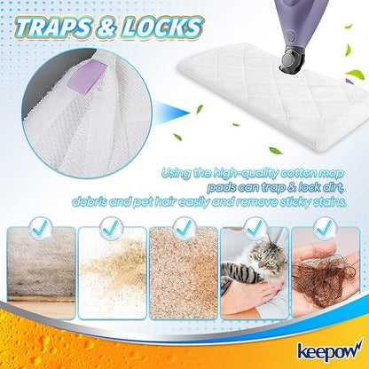 KEEPOW Steam Mop Replacement Pads for Shark Steam Pocket Mop S3500 Series S3501 S3601 S3550 S3901 SE450 S3801CO S3601D S2901 S2902, 8 Pack