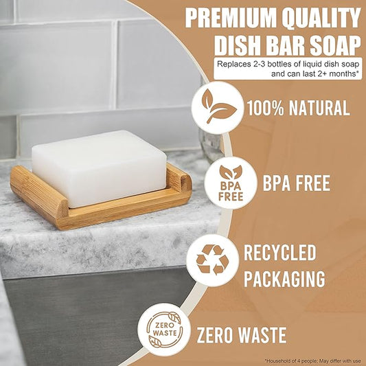 Tieralia Handcrafted Dish Bar Soap - Plant-Based, Zero Waste, Vegan Soap, Lemon Soap, Dish Soap - 2 Pack