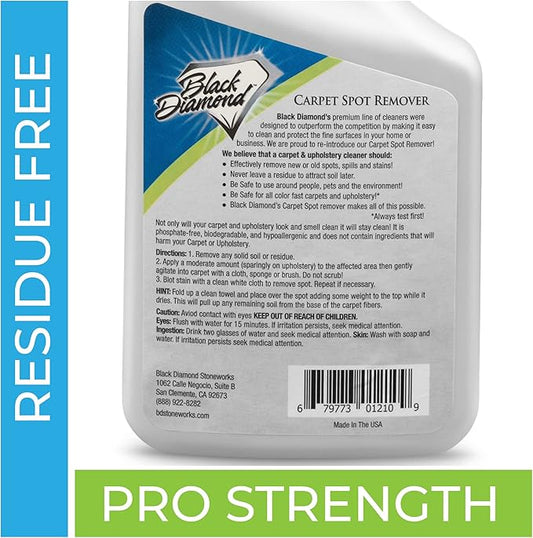 Black Diamond Stoneworks carpet and upholstery cleaner: this fast acting deep cleaning spot and stain remover spray also works great on rugs, couches, and car seats.(1-Quart)