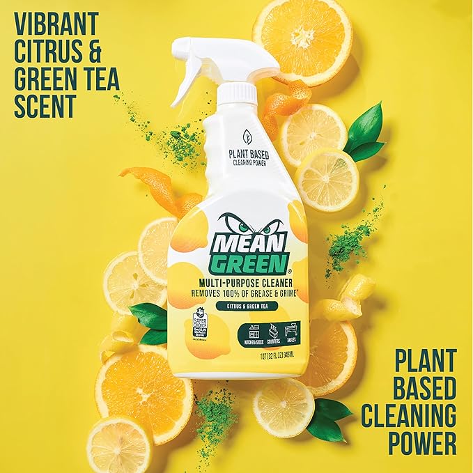 Mean Green Non-Concentrated Ready-to-Use Multi-Purpose Cleaner, Citrus & Green Tea, 32 Ounce, 6 Pack