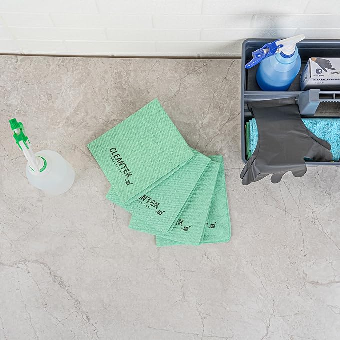 Restaurantware-Clean Tek Professional 13 x 15 Inch Cleaning Cloths, 5 Reusable Cloth Towels - Machine Washable, Absorbent, Green PVA Microfiber Cleaning Rags, Fast Drying,For Windows Or Cars