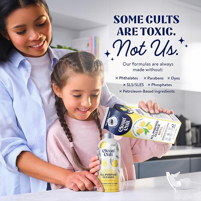 Cleancult - Lemon Verbena - All Purpose Cleaner - Refillable Aluminum Bottle - Cleaner Spray that Removes Dirty & Grime - 16 oz - 3 Pack