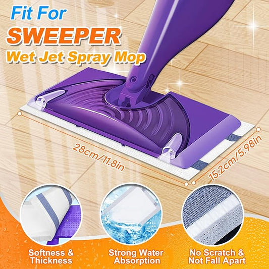 Mop Pads Refills for Swiffer Wet Jet Spray Mops Disposable Replacement Mopping Pads, Wood Floor Cleaning Cloths, Thickness & Absorbent (24 Pack White)