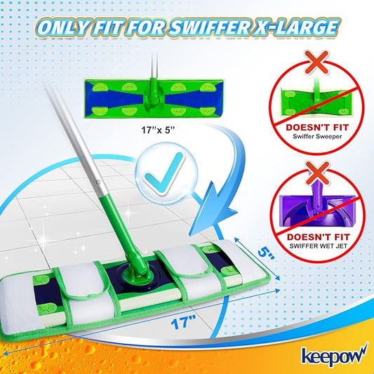 6 Pack Wet Pads Refill for Swiffer, XL Dry Sweeping Cloths, Reusable Mop Pads for Swiffer