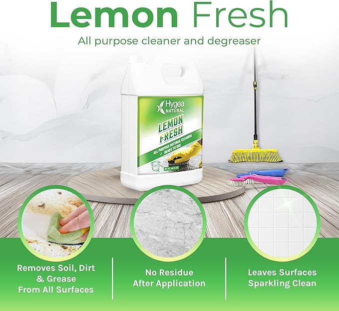 Lemon Fresh All Purpose Cleaner - Multi-Surface & Floor Cleaner - Removes Soil, Dirt & Grease - Wet Gloss Finish - pH-Neutral & Ammonia Free (128oz Gallon)