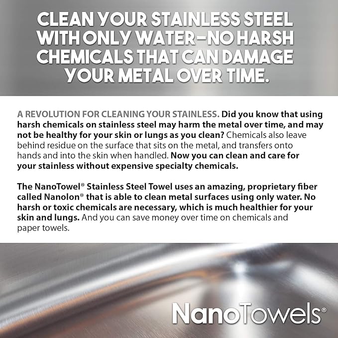 Stainless Steel Cleaner 3-PACK | The Amazing Chemical Free Stainless Steel Cleaning Reusable Wipe Cloth | Kid & Pet Safe | 7x16 (3 pcs)