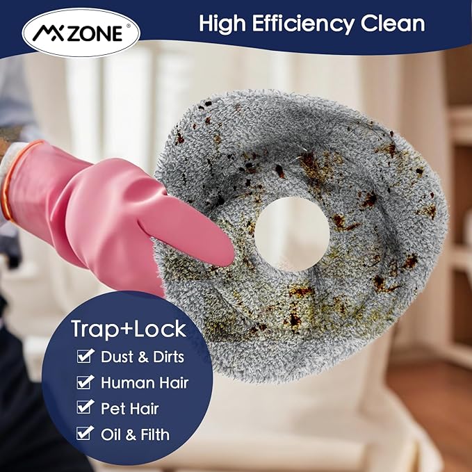 Spin Mop Pad Replacement Compatible with O Cedar Mop Head Replace Flat Triangle Mop, Wet Damp Dry Sweeping Pads Washable, Microfiber, 4 Mopping Pads and 1 Mop Base
