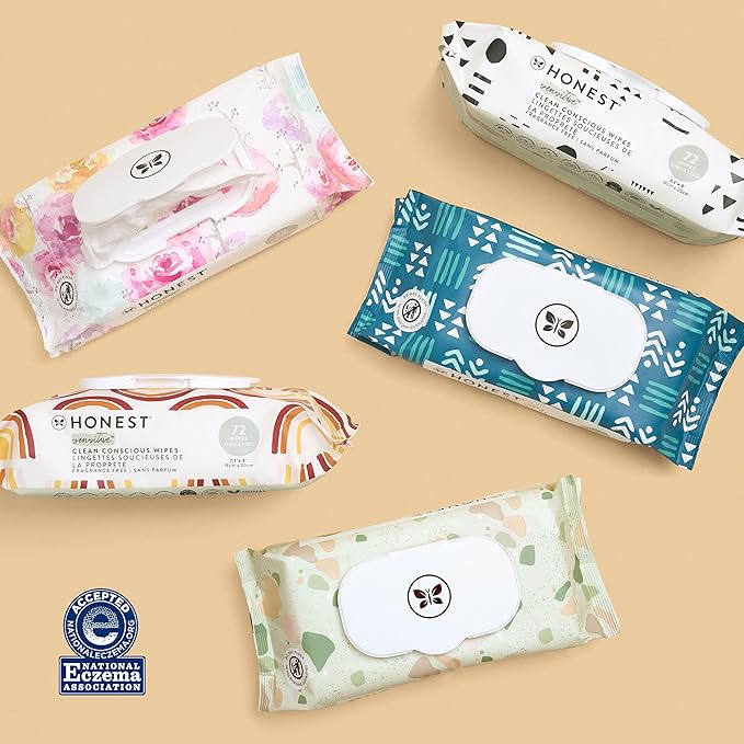 The Honest Company Clean Conscious Multi-Use Wipes | Hypoallergenic + Unscented for Sensitive Skin | Over 99% Water, Compostable, Plant Based, Baby Wipes | Balance Blues, 288 Count