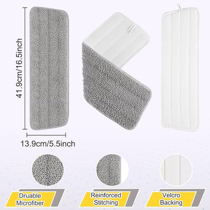 16.5 Inch Reusable Mop Pads Microfiber Spray Mop Replacement Heads for Wet/Dry Mops Compatible with Bona Floor Care System (6 Pack)