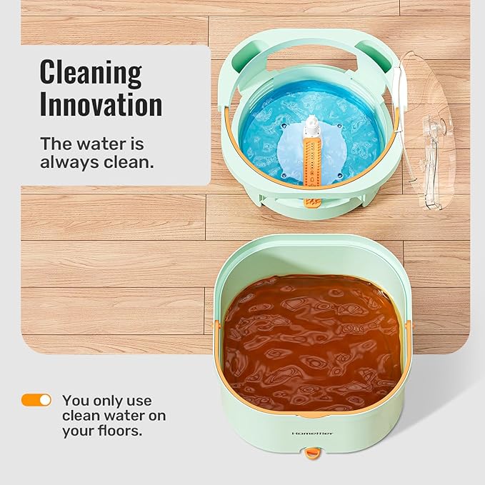 Spin Mop and Bucket Set with Detachable Inner Mop Bucket, Mops and Buckets for Floor Cleaning Includes 4 Replaceable Thick Microfiber Mop Pads