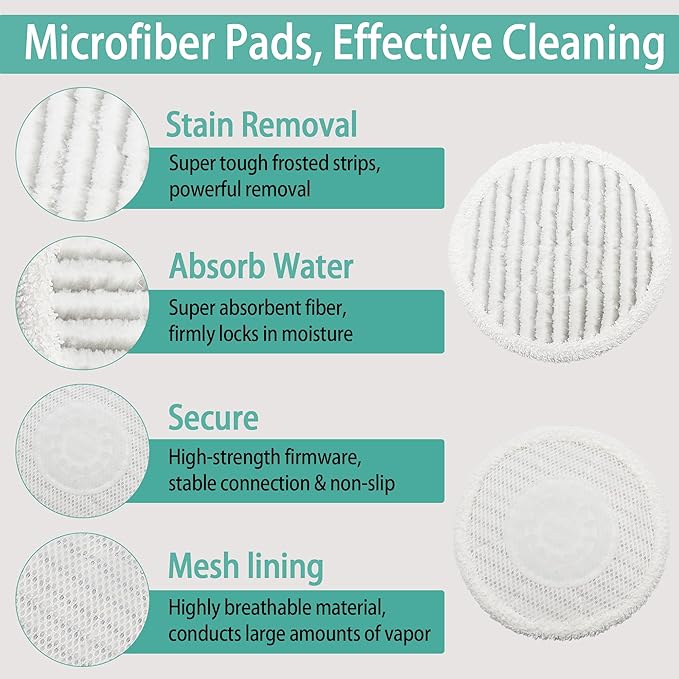 12 Pack S8201 Replacement Steam Mop Pads for Shark S7001 S8001 S7201 S7000AMZ S7000 S7005 S7020 S7001C S7000C Steam Mop, Steam & Scrub All-in-One Scrubbing Mop Pads, for Model XKITP7000