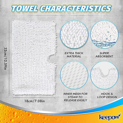 KEEPOW Steam Mop Replacement Pads Compatible with Shark S3500 Series S3501 S3601 S3550 S3901 SE450 S3801CO S3601D S2901Steamer Pocket Mop Washable Microfiber for All Hard Floors Cleaner (5 White)
