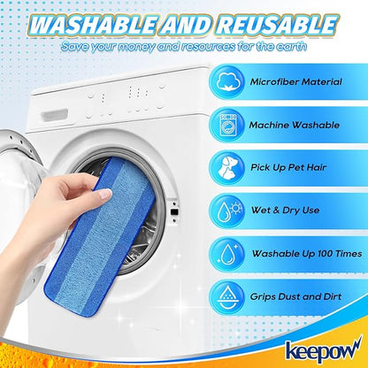 KEEPOW 2 Pack Microfiber Cleaning Pad, Mop Replacement Pads for Hardwood Floor Cleaner/Hard Surface Floor Cleaners, Washable Dusting Refill for Premium Spray Mop