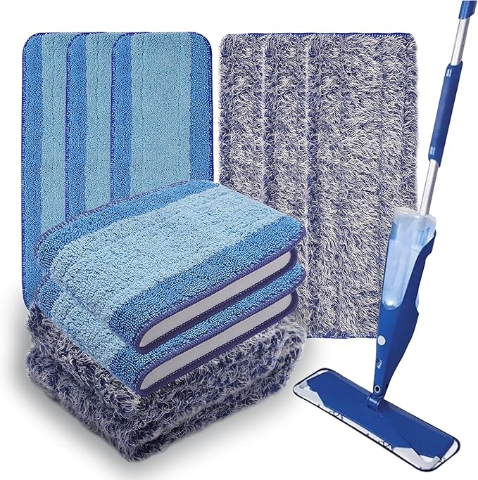 6 Pack Mop Pads Replacement Compatible with Bona Mop Washable Reusable Microfiber Cleaning Pad Hardwood Floor Cleaner Multi-Surface Cleaner Refill 3 Deep Cleaning Pad++3 Microfiber Dusting Pad System